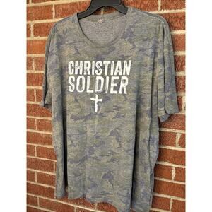 Live And Tell Womens Tshirt Camo Green Christian Soldier 2XL